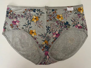 Lane Bryant Cacique 22/24 Panty Gray Floral Cotton High Leg Brief Underwear - Imagen 1 de 6
