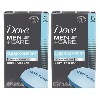Dove Men+Care Clean Comfort Body+Face Bar, 4 onzas, 6 unidades (paquete de 2) Foto 1 de 4