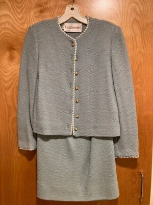 Vintage Castleberry Women’s Two Piece Skirt Suit Set , Size 8, Aqua, pre-owned - Image 1 of 4