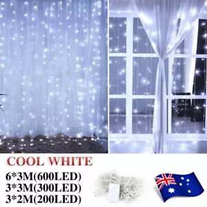 200/600 LED Curtain Fairy Lights Wedding Indoor Outdoor Christmas Garden Party - Picture 1 of 12
