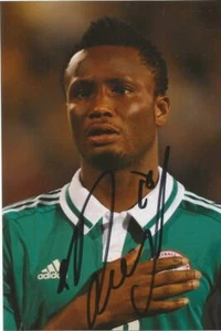 NIGERIA & MIDDLESBROUGH: JOHN OBI MIKEL SIGNED 6x4 ACTION PHOTO+COA - Picture 1 of 1