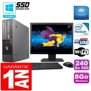 PC Fujitsu Esprimo E700 E90+ SFF G840 8Go Disco 240 Go SSD Wifi W7 Pantalla 27" - Imagen 1 de 1