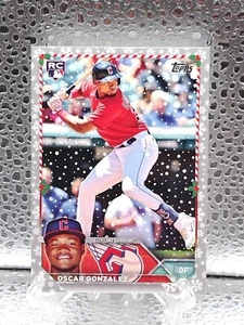 2023 Topps Holiday Oscar Gonzalez Rookie RC Metallic Card#H188 Clev Guardians - Picture 1 of 2