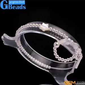 Hübsche Muschel Silber kleine Perlen elastische Armbänder + Ringe Sets Modeschmuck - Bild 1 von 12