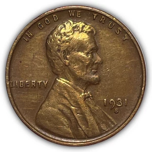 1931-S Lincoln Wheat Cent Almost Uncirculated AU Coin, Cleaned #23730 - Picture 1 of 3