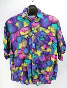 Vintage Guess by Marciano Bright Funky Patterned Button Up Shirt Mens Size L - Picture 1 of 11