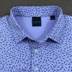 DUNNING GOLF Mens Purple Geometric Jersey Rowan Performance Polo Shirt Medium - Picture 1 of 6
