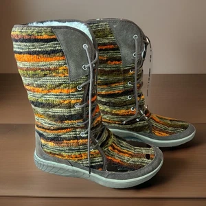 MERRELL Pechora Sky Espresso Spun Wool Leather Boots Womens Size 9 Lace Soft - Picture 1 of 9