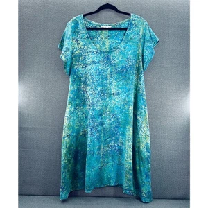 La Luna Loca Damen lockere Passform blau Batik 100 % Viskose Midikleid Taschen Größe XXL - Bild 1 von 9