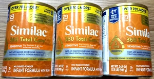 3er-Pack Similac 360 Total Care Sensitive Formel 34,9 Unzen Extra Große Dosen 11/2025 - Bild 1 von 4