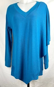Weiche Umrandung Mykonos blau Poly Mischung Strick Madeline Tunika Shirt S - Bild 1 von 4