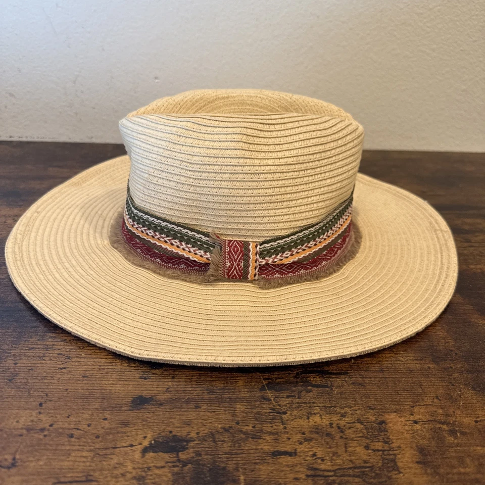 Sombrero de paja artesanal SCALA Pronto - bronceado, borde de cinta, talla única, sombrero para el sol Foto 1 de 4
