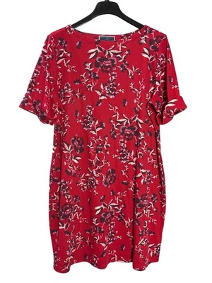 Платье-футляр женское Karen Scott с цветочным принтом 2X короткий рукав красное черное сине-белое - Изображение 1 из 4