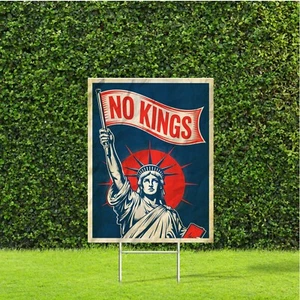 No Kings Statue Of Lady Liberty 18"x22" Anti Trump Yard Sign with Stake Peaceful - Picture 1 of 5