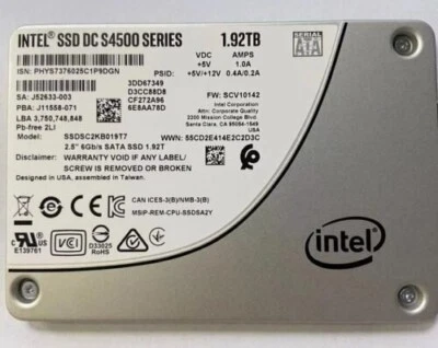 Intel  1.92TB SSD S4500 DC Series 2.5" SATA III Solid State Drive SSDSC2KB019T7 - Image 1 of 2