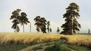 Oil painting Ivan Shishkin - Rye Fields in autumn season landscape with trees @@ - Picture 1 of 1