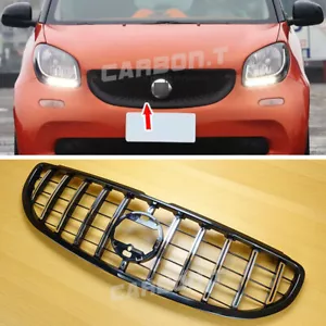 Chrome + Black GT Style Radiator Grille Fit BENZ Smart Fortwo SM453 2D 2017-2021 - Picture 1 of 8
