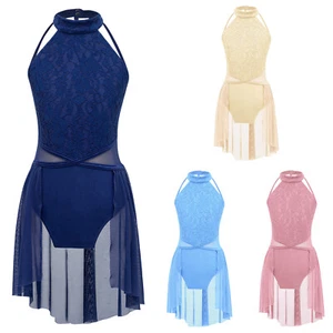 Freebily Girls Halter Neck Lyrical Dance Dress Leotards Contemporary AU - Picture 1 of 32