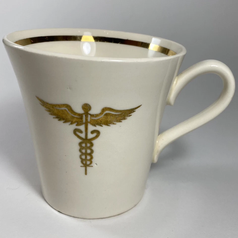 Taza de café Schuman Drug Gold Caduceus de colección ~ recuerdos farmacéuticos Foto 1 de 4