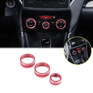 Red Aluminum AC Climate Control Knob Ring Covers For Subaru Forester 2019-2024 - Picture 1 of 8