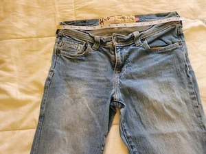 Jeans H co Hollister? Jeans denim YK2 vintage donna/jrs S 9 corto 25" cucitura interna - Foto 1 di 7