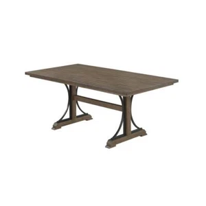 72" inch fixed dining table with matching brown oak color accent bar - Picture 1 of 3