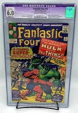 Fantastic Four #25 CGC 6.0 (Marvel 1964) Restored, HULK v Thing, 2nd Cap America