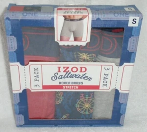 NEW MEN'S "IZOD SALTWATER STRETCH BOXER BRIEFS 3 PACK UNDERWEAR" - Picture 1 of 2