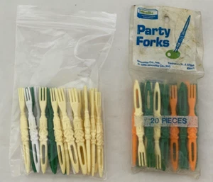 40 Vintage Ivory+ Colored Hors d’oeuvre Picks Forks Cocktail Party Appetizer - Picture 1 of 3