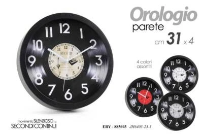 OROLOGIO DA PARETE TONDO MUSICA RECORD DESIGN MODERNO COLOR ASSORTITI 31*4 cm - Immagine 1 di 4