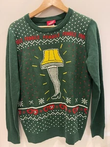 A Christmas Story Movie Leg Lamp Novelty Sweater Green Leg lamp design SZ S - Picture 1 of 3