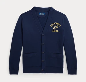 NWT Polo Ralph Lauren Big Boy's Fleece Graphic Cardigan, Newport Navy, Sz XL - Picture 1 of 4