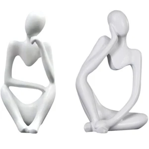 2 Stück Moderne Denker Statue Abstrakte Skulptur Bücherregal Deko Home Schreibtisch Deko - Bild 1 von 12