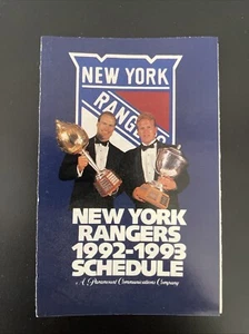 New York Rangers 1992/93 NHL Hockey Pocket Schedule - Budweiser Messier Leetch - Foto 1 di 2