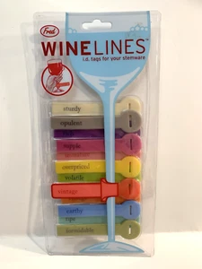 Wine Lines ID Tags For Stemware Silicone Multicolor 12 Pack Fred Brand - Bild 1 von 4