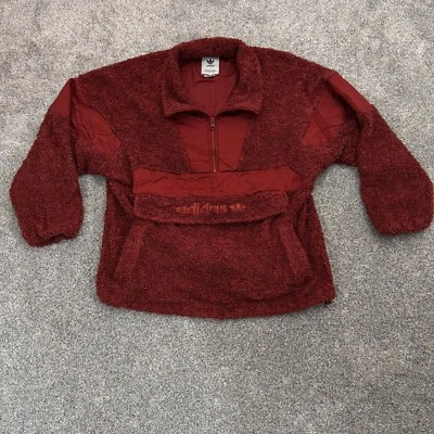 Adidas Originales Sherpa Chaqueta Mujer Pequeña 1/2 Cremallera Pullover Bolsillo Canguro Foto 1 de 4