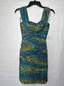 BCBG Max Azria Dress NWT Women's Size XXS, Stretchy Dress Green Yellow Snake . - Picture 1 of 7
