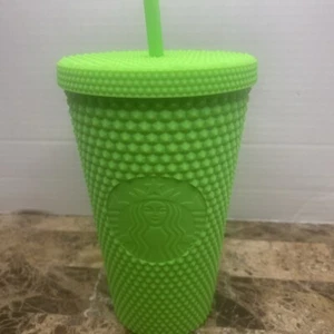 Starbucks NEON GREEN Soft-Touch Studded Tumbler- Grande/16 oz- LIMITED EDITION - Picture 1 of 8