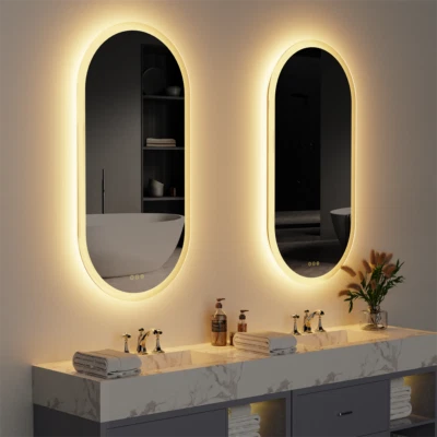 Stepless Dimming Illuminated LED Bathroom Mirror Vanity Makeup Wall Mounted 80cm - image 1 of 4