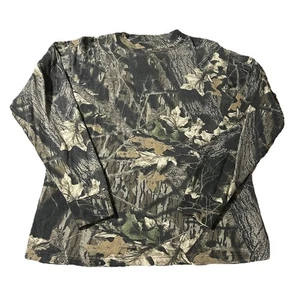 Vintage Y2K Mossy Oak Camouflage Langarmshirt mit Stehkragen Größe Medium - Bild 1 von 7