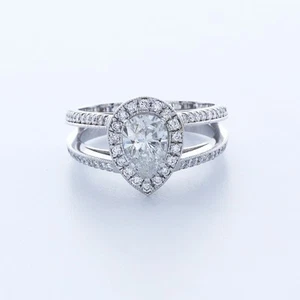 1,7 KT LABORGEFERTIGTER DIAMANT D/VS1 PERLENSCHLIFF 18 K GOLD KRAPPENFASSUNG HALO VERLOBUNGSRING - Bild 1 von 4