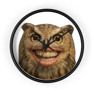 NEW Home Decor Wall Clock Whacky Silly Animal Owl Smile - Picture 1 of 13