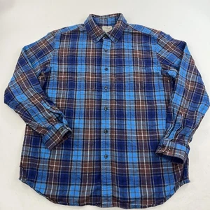 LL Bean blau kariertes Langarm Button Down Flanellhemd Größe Large wattiert - Bild 1 von 7
