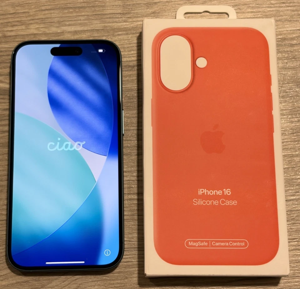 Apple iPhone 16 128Gb Teal 🔋100% 🔄 31 ✚ Custodia Mandarancio 🌟Come NUOVO - Immagine 1 di 4