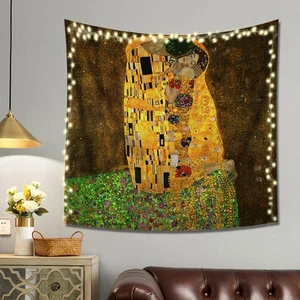 Tapestry Wall Hanging Art Home Decor, The Kiss by Gustav Klimt Art Print Pain... - Bild 1 von 6