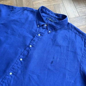 RALPH LAUREN Men's Big & Tall Navy Blue 100% Linen Short Sleeve Shirt - Size 4XB - Picture 1 of 15