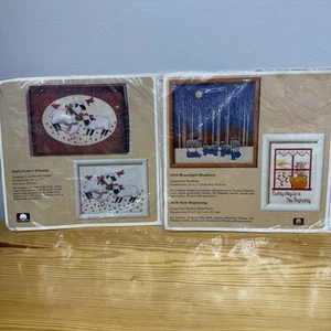 Creative Circle 2 Cross Stitch Kits Festive Friends Xmas Sheep Moonlight Lambs - Picture 1 of 5