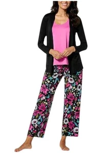 Cárdigan sin mangas y pantalón de 3 piezas Tono negro floral XL nuevo - Imagen 1 de 1