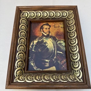 Stampa vintage con cornice - Ritratto di cavaliere in armatura - Cornice stile barocco - Foto 1 di 6
