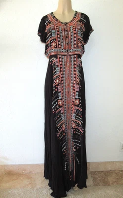 Johnny Was Biya Effy Challis Black Fully Embroidered Maxi Dress size S - Image 1 of 4